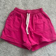 Zenana Women's M Pull On Casual Shorts Fuchsia Pink 100% Cotton Lounge Sweats