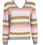 Brooks Brothers Women’s V Neck Striped Cashmere Pullover Sweater size Medium