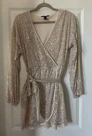 Sequin Champagne Wrap Dress