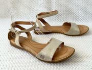 Born Comfort Platinum Gold Alice Ankle Wrap Strap Single Strap Sandals 9 F23302