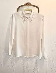 SUSAN BRISTOL VINTAGE White Blouse  with Gold Accents