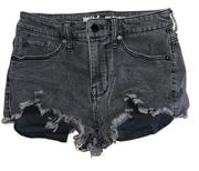 Mossimo Black Denim Shorts With Distressed Hemline