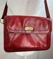 Vintage Etienne Aigner Oxblood Red Hand Made Leather Shoulder Bag Purse Satchel