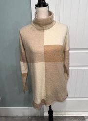 Soft Surroundings Wool blend colorblock turtleneck sweater size small