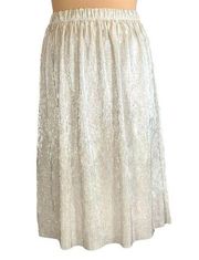 Gap Skirt Silver Metallic Accordion Plisse Pleated Midi Length Festive Party