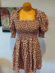 1 state puff sleeve dress cheetah print