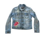 ASHLEY MASON Floral Patch Denim Jacket Size Medium