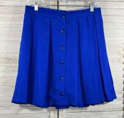 BAR III Pleated Mini Skirt w Button Front Cobalt Blue-Large