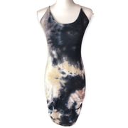 Heart Hips Tie-Dye Ruched Criss Cross Back Bodycon Dress