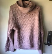 Cableknit Pink Turtleneck