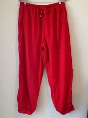 Red Vintage Catalina Petite Windbreaker Athletic Nylon Pants XL XLP