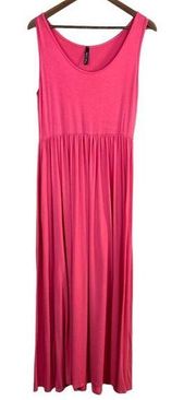 Rags & Couture Maxi Dress‎ Large Pink Sleeveless Tank Stretch Knit Long Summer