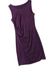 Theory Meily K Victorious Eggplant Purple 100% Wool Ruched Side Mini Dress 10