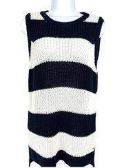 Tommy Hilfiger  Women's Heavy Weight Chunky Cotton Knit Sweater SZ L Navy, White