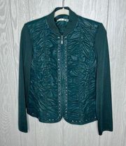 Peter Nygard green leather studded jacket