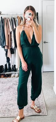 Indah Revolve Dark Green Shell Jumpsuit 