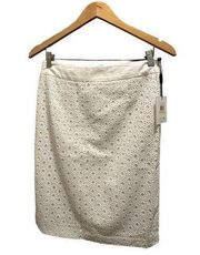 NWT Calvin Klein Eyelet Overlay Pencil Skirt  - Size 4 - White - Summer! Career!