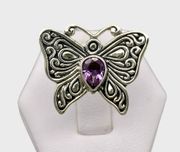 Queen Butterfly Genuine Amethyst Ring - Sz 9