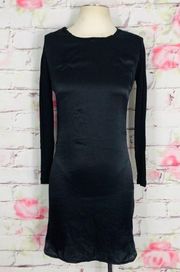 Reiss long sleeve silk front jersey back dress