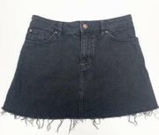 H&M Divided Frayed Hem Denim Jean Mini Skirt Black