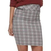 JOE B Gray Plaid Millennium Form Fitting Stretchy Pencil Skirt ~ Womens Size XL