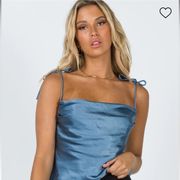 Princess Polly NWOT  Blakely Satin Blue Crop Top