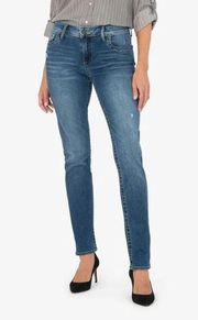 Kut from the Kloth Stevie Mid Rise Straight Leg Jeans Endurable Distressed 8P