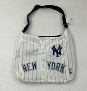 New York Yankees MLB Baseball White Navy Pinstripe Large Beach Bag Purse 17”x13”