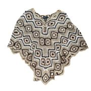 Crochet Brown & Cream Poncho Boho