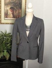 Anne Klein One Button Blazer Jacket Sz 2 Tailored Lapel Collar Long Sleeve Gray