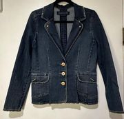 Jeanstar Fitted Denim Jacket Blazer Size Medium EUC Copper Buttons