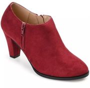 JOURNEE COLLECTION Women's Sanzi Low Cut Booties Faux Suede Wine sz 10W Wide