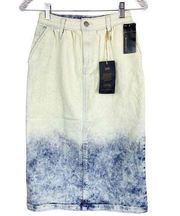 NWT Lee Vintage Modern Pencil Denim Skirt Cream Blue High Waist Acid Wash Sz 24