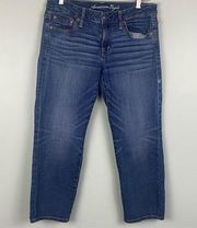 American Eagle  OUTFITTERS/AEO- Boy Fit” crop jeans in size 4. EUC