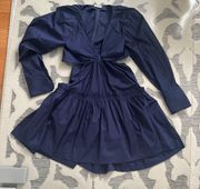 Navy Blue Long Sleeve Cutout Knot Fit & Flare Dress Size Small NWOT