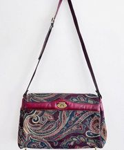 ETIENNE AIGNER Vintage Burgundy Red Paisley Tapestry Purse Shoulder Bag