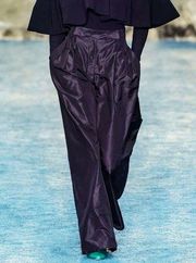 Runway Black Silk Taffeta High-Rise Wide Leg Pants AW19