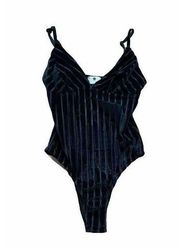 Morning Mist Bodysuit Womens Black Fitted Velvet Size 8 Nwt