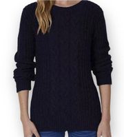 Cable Knit Long Sleeve Sweater Navy Size Medium