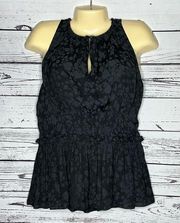 Currant Air Los Angeles NWT Size M Black & Gray Floral Jacquard Tank Top Blouse