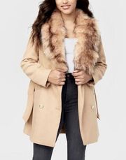 🧥Guess Wool Faux Fur-Trim Coat🧥~med