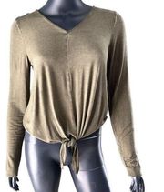 Cable & Gauge Green Top Long sleeve V-neck NWT Small tie front