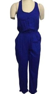 NWT Aqua Cropped Cuffed Cobalt Jumpsuit Sz Small