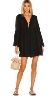 Indah Minta Solid Seamless Black Long Sleeve Mini Dress Size Small/Medium