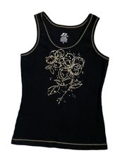 y2k  athletic gear black and gold tank