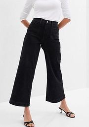 Gap | Black Denim High Rise Wide Leg Crop Pants Size 12 Women's