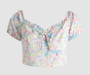 Cider Watercolor Floral Print Crop Top