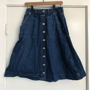 Tommy Hilfiger Tommy Jeans blue jean denim a line skirt button front MISSING BUTTON women’s