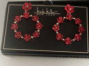 New Nicole Miller Red Floral Hoops (poppies)