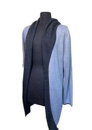 BNCI by BLANC NOIR Wool Blend Gray Black Hooded Open Front Long Cardigan Size XL